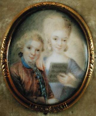 Eusebius Johann Alphen (1741-1772), portret van Wolfgang en zijn zus Maria Anna, 1765 locatie onbekend